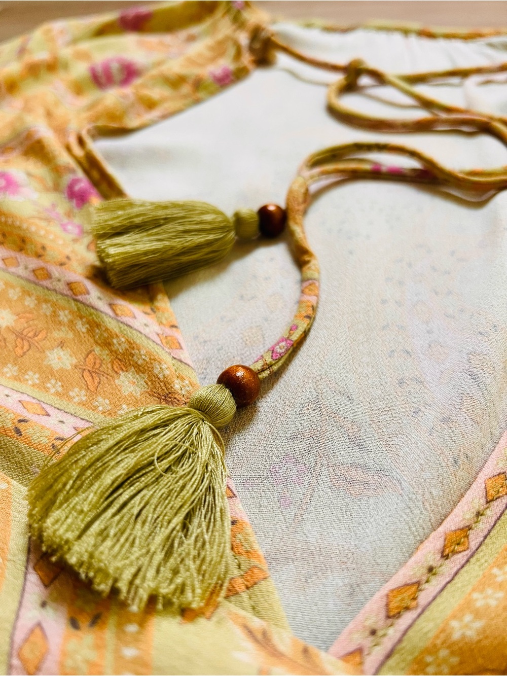 Spell Designs Belladonna Romper XS Dusty Olive Floral Open Back Tassel Boho $229 - Picture 9 of 12